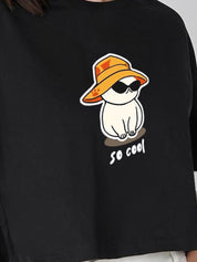 Kotty Graphic Printed Drop-Shoulder Sleeves T-shirt