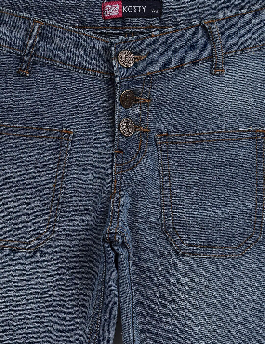 Kotty Girls Blue Jean Straight Fit Stretchable Jeans