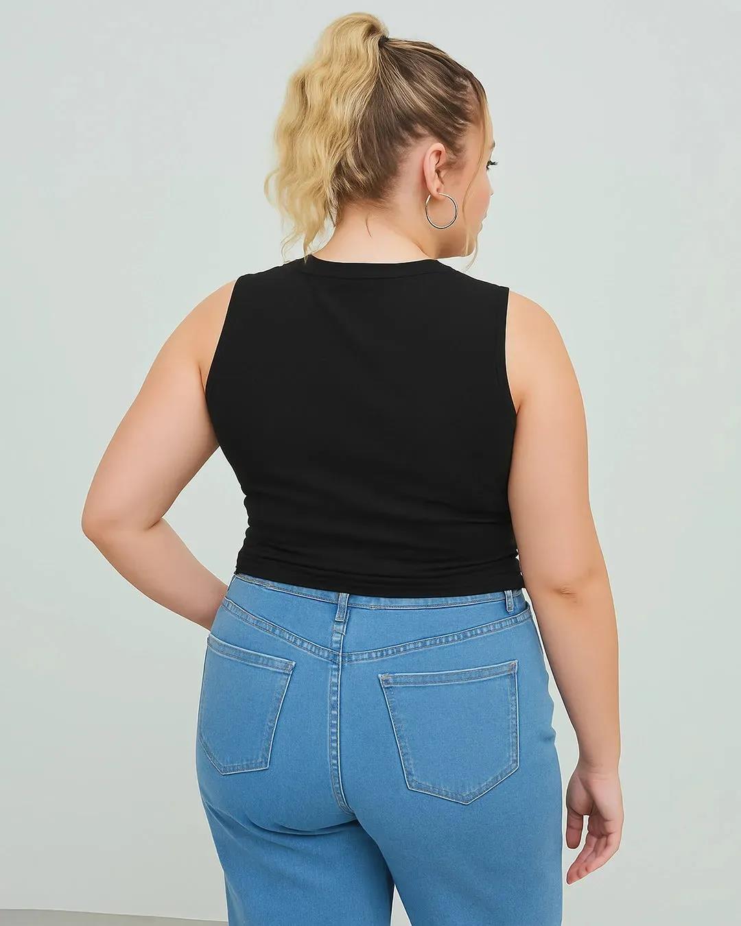 Plus Size Stylish Sleeveless Black Women’s Tops