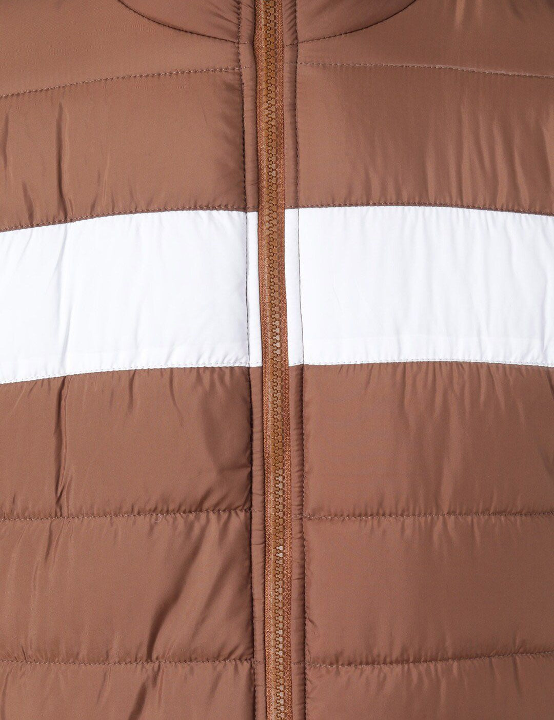 Kotty Men Brown & White Colourblocked Puffer Jacket