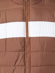 Kotty Men Brown & White Colourblocked Puffer Jacket