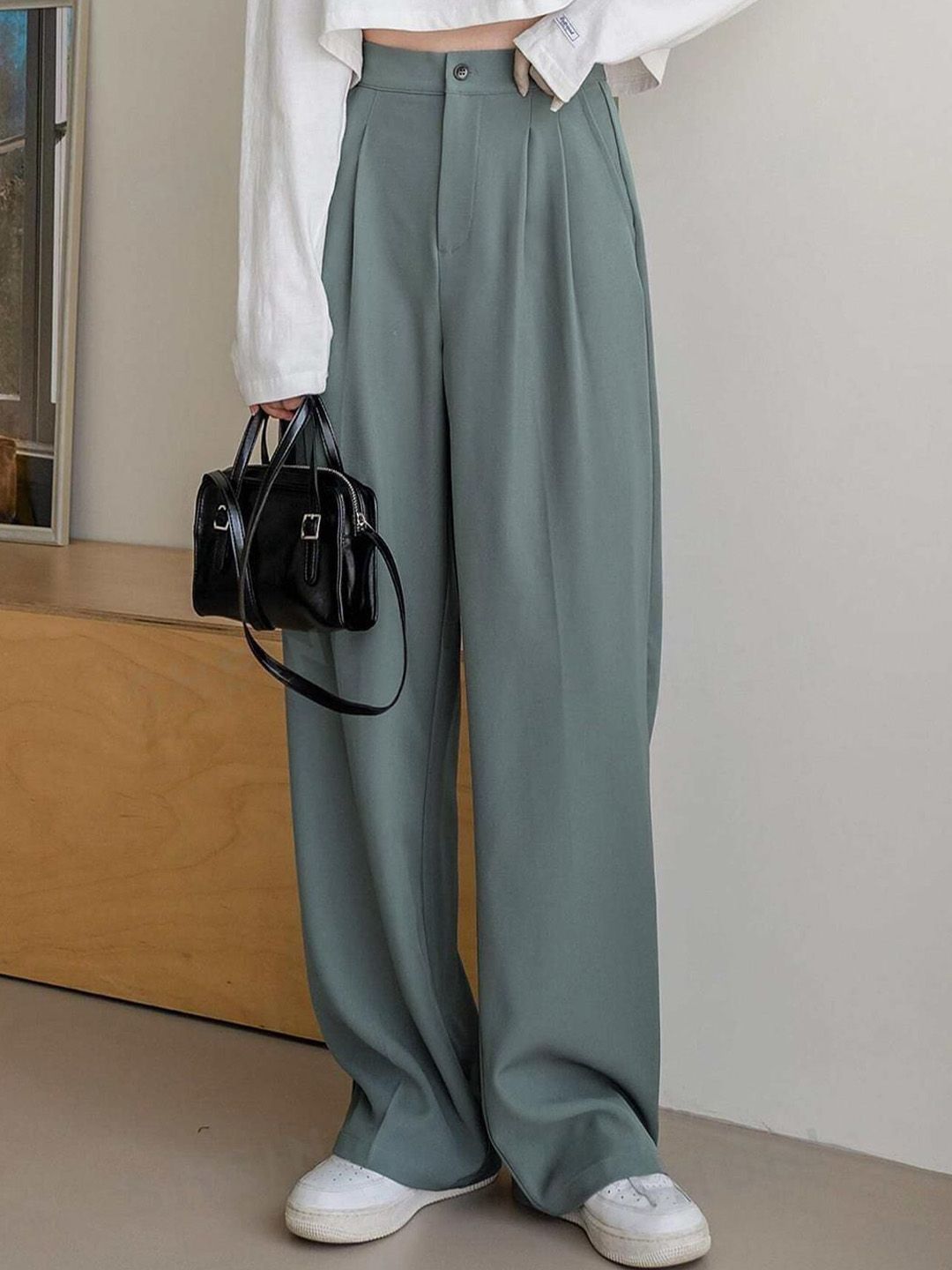 KOTTY BIZwear Women Straight Fit High-Rise Easy Wash Trousers