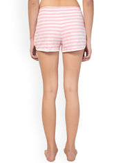 Kotty Women Pink & White Striped Lounge Shorts