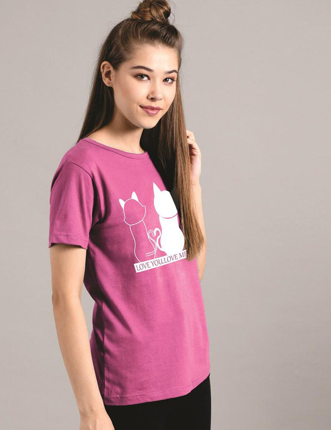 Kotty Women Purple Printed Round Neck T-shirt