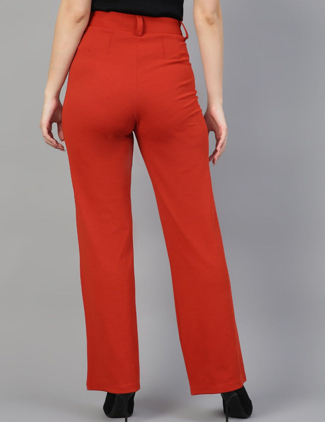 Kotty Women Relaxed Straight Fit High-Rise Easy Wash Trousers