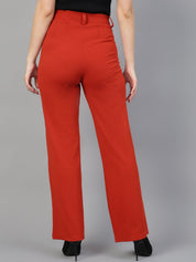 Kotty Women Relaxed Straight Fit High-Rise Easy Wash Trousers