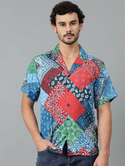 Kotty Men Cuban Collar Ethnic Motifs Printed Casual Shirt