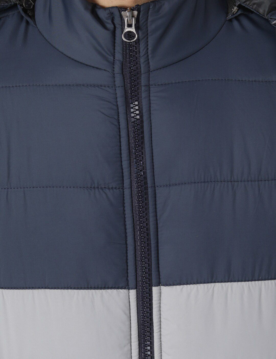 Kotty Men Blue & Grey Colourblocked Padded Jacket