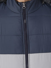 Kotty Men Blue & Grey Colourblocked Padded Jacket