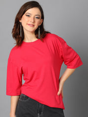 KOTTY Basics Round Neck Drop-Shoulder Sleeves Oversized T-shirt