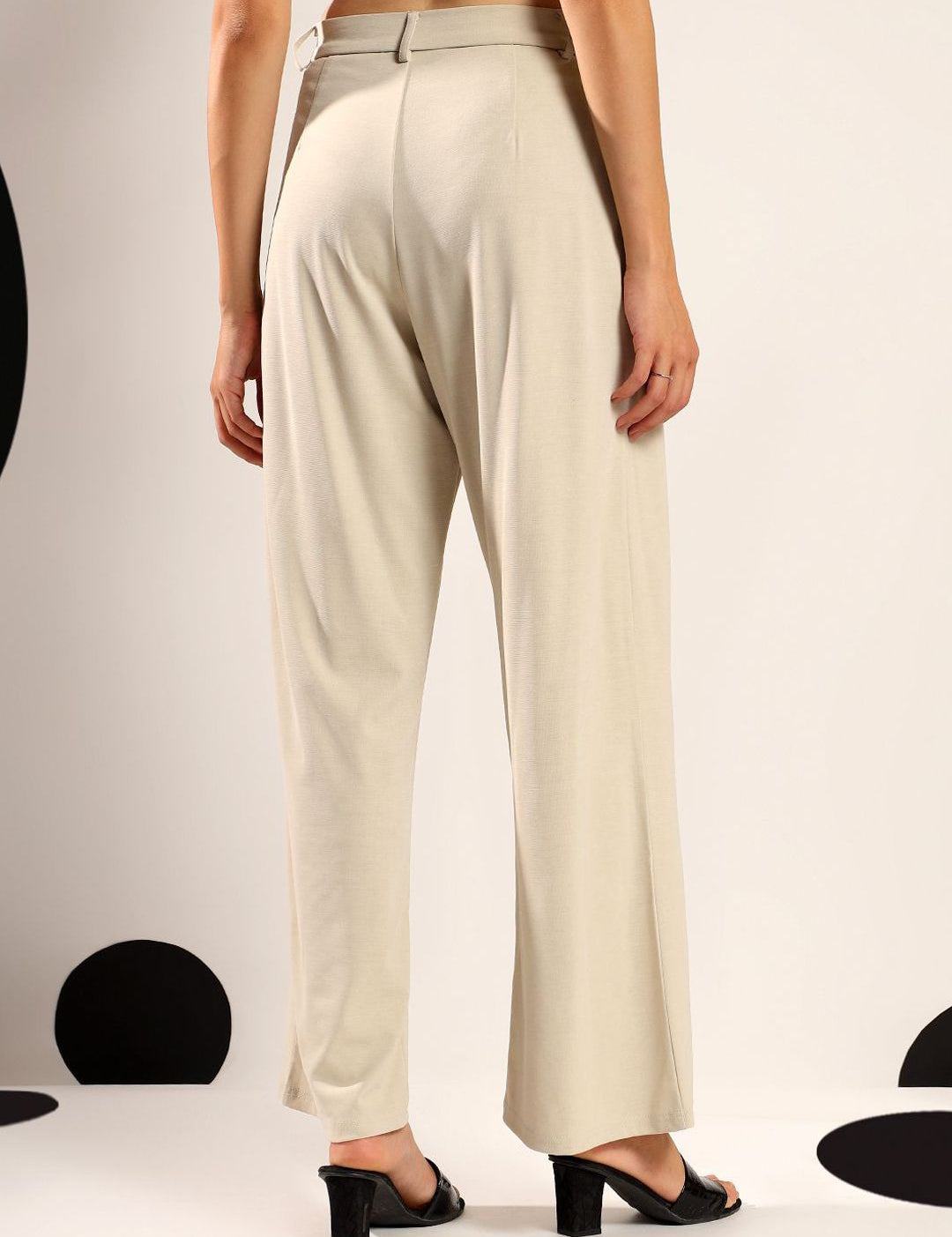 Kotty Women Relaxed Wide Leg High-Rise Pleated Easy Wash Formal Trousers