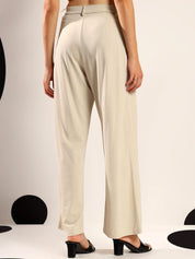 Kotty Women Relaxed Wide Leg High-Rise Pleated Easy Wash Formal Trousers