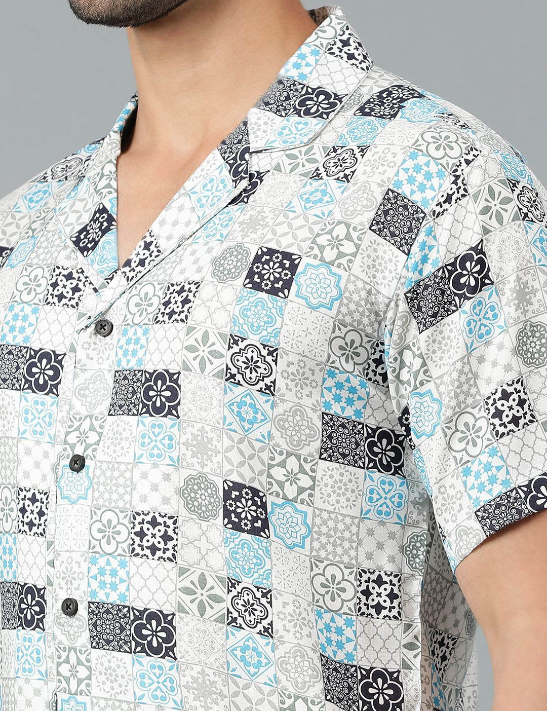 Kotty Men Cuban Collar Ethnic Motifs Printed Casual Shirt