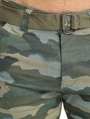 Kotty Men Blue & Green Camouflage Printed Regular Fit Regular Shorts