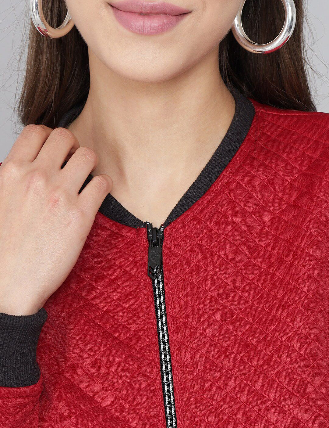 Kotty Women Maroon Geometric Lightweight Tailored Jacket