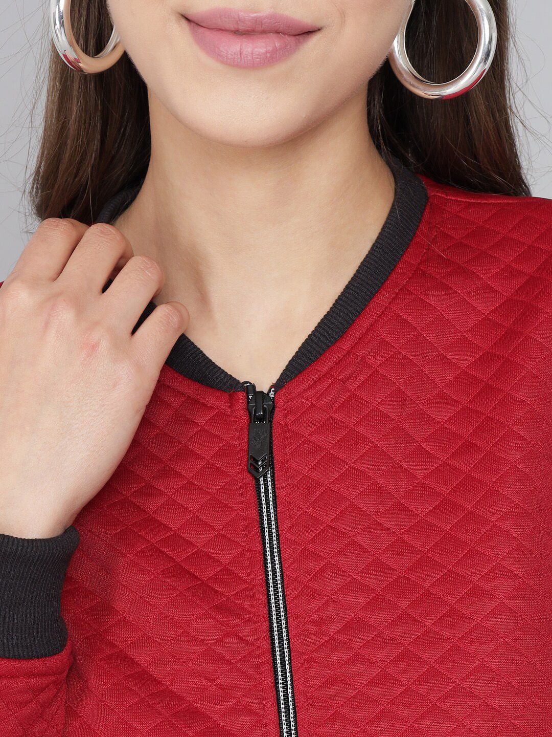 Kotty Women Maroon Geometric Lightweight Tailored Jacket