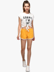 Kotty Women Yellow Solid Regular Fit Shorts