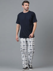 Kotty Men Checked Relaxed Low-Rise Easy Wash Cargo Trousers