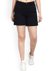 Kotty Women Black Solid Regular Fit Regular Shorts