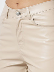Kotty Women Cream-Coloured Relaxed Regular Fit Bootcut Trousers