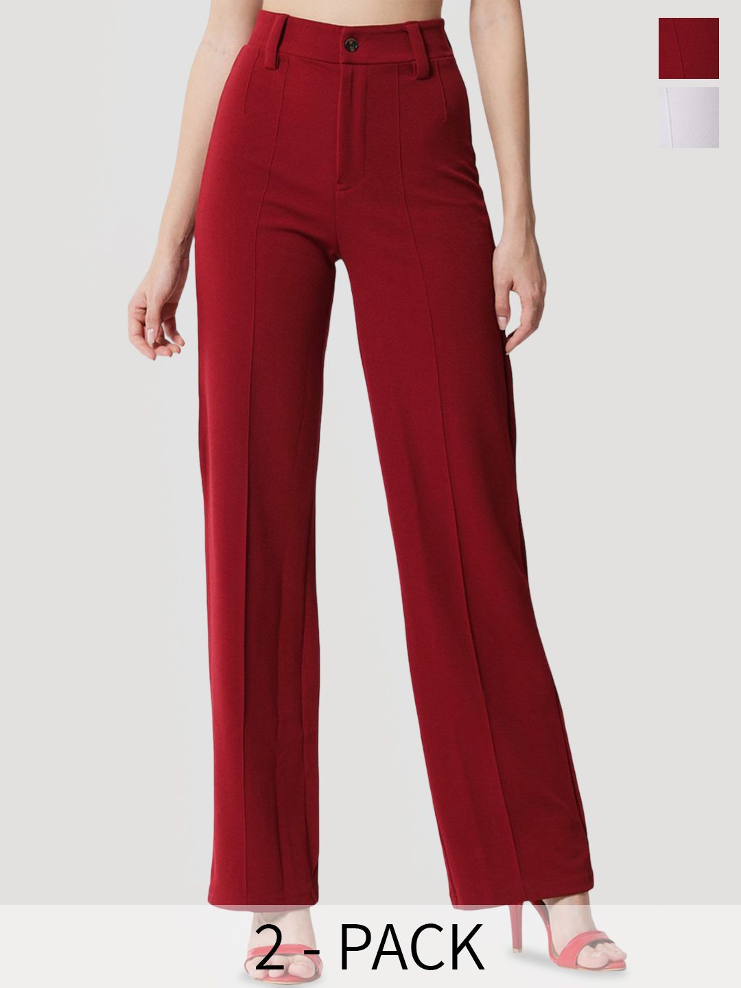 KOTTY BIZwear Women Relaxed Straight Leg Straight Fit High-Rise Easy Wash Trousers