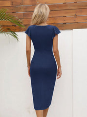 Kotty Women Solid Flutter Sleeve Bodycon Dress