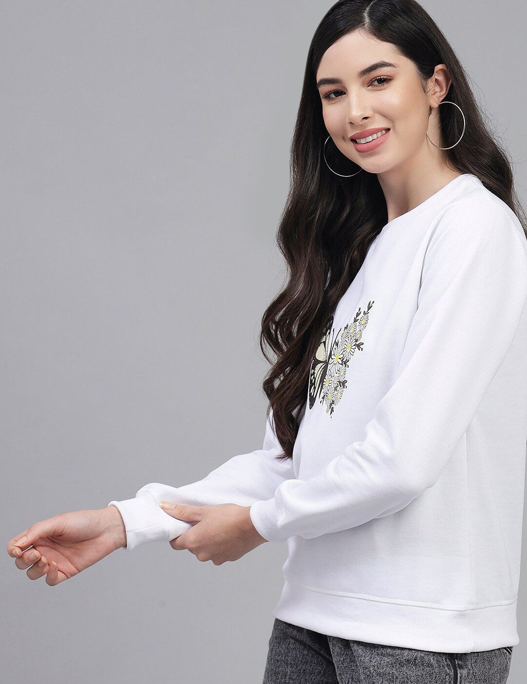 Kotty Women White Printed Sweatshirt