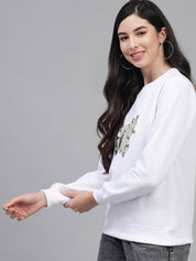 Kotty Women White Printed Sweatshirt