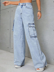 Kotty Women High-Rise Clean Look Stretchable Cargo Jeans