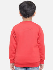 Kotty Boys Red Printed Fleece Sweatshirt