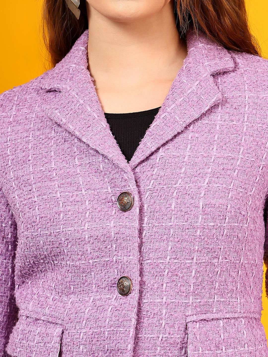 Kotty Women Checked Notched Lapel Overcoat