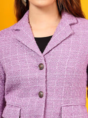 Kotty Women Checked Notched Lapel Overcoat