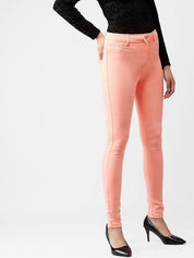 Kotty Women Peach-Coloured Skinny Fit High-Rise Clean Look Jeans