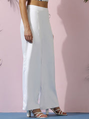 Kotty Women Relaxed Straight Fit High-Rise Easy Wash Wide Leg Trousers