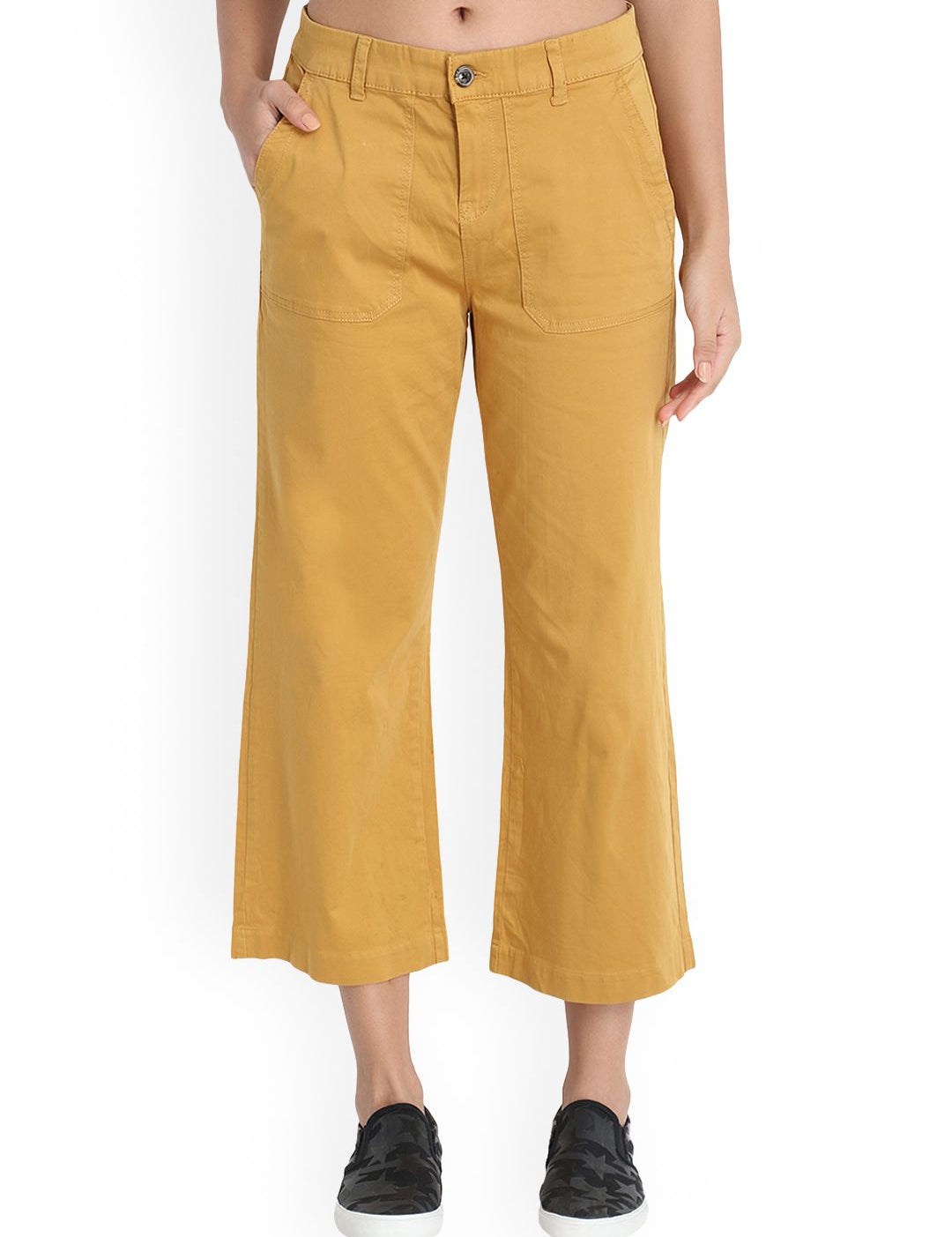 Kotty Women Yellow Flared Fit High-Rise Clean Look Stretchable Jeans