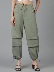 Kotty Women High-Rise Easy Wash Cotton Cargos Trousers