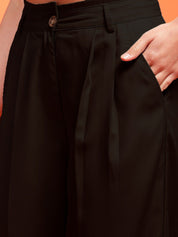 Kotty Women Straight Fit High-Rise Easy Wash Pleated Trousers