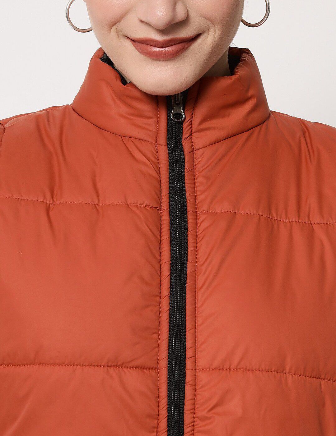 Kotty Women Brown Solid Sleeveless  Padded Jacket