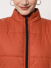 Kotty Women Brown Solid Sleeveless  Padded Jacket