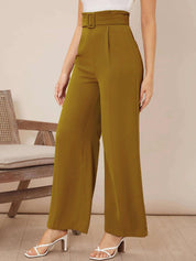 KOTTY BIZwear Women Relaxed Straight Fit High-Rise Easy Wash Pleated Trousers