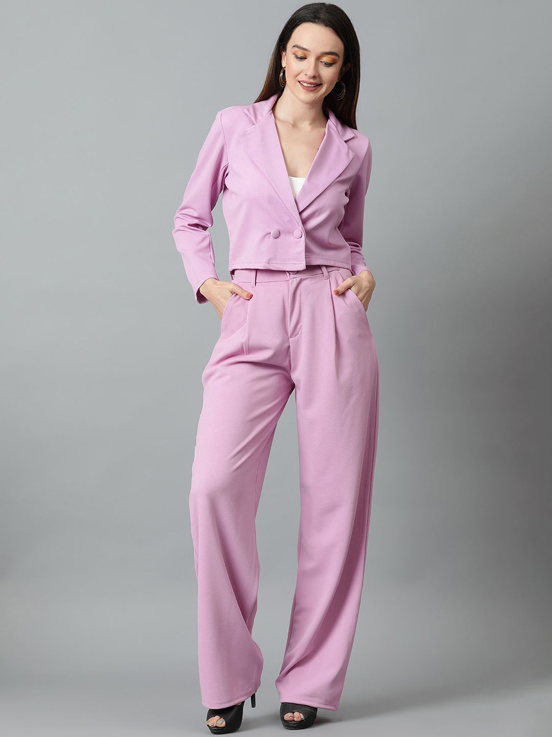 KOTTY BIZwear Basics Notched Lapel Collar Coat With Trousers