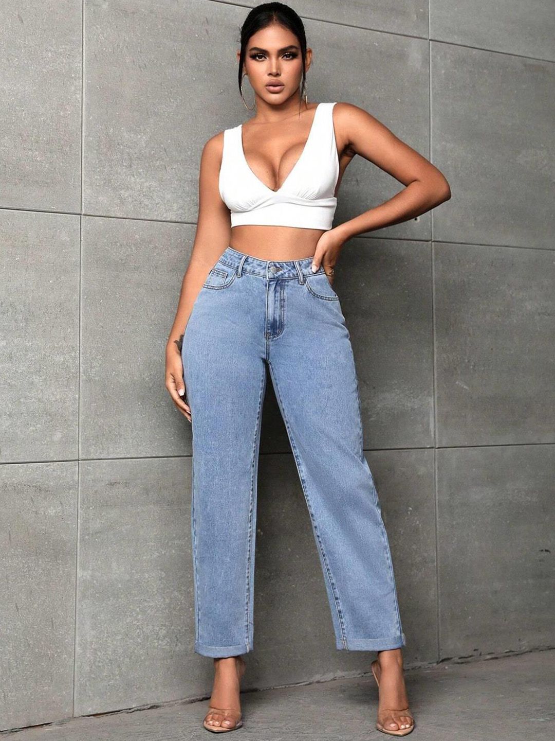 Kotty Women Jean High-Rise Heavy Fade Stretchable Cotton Jeans