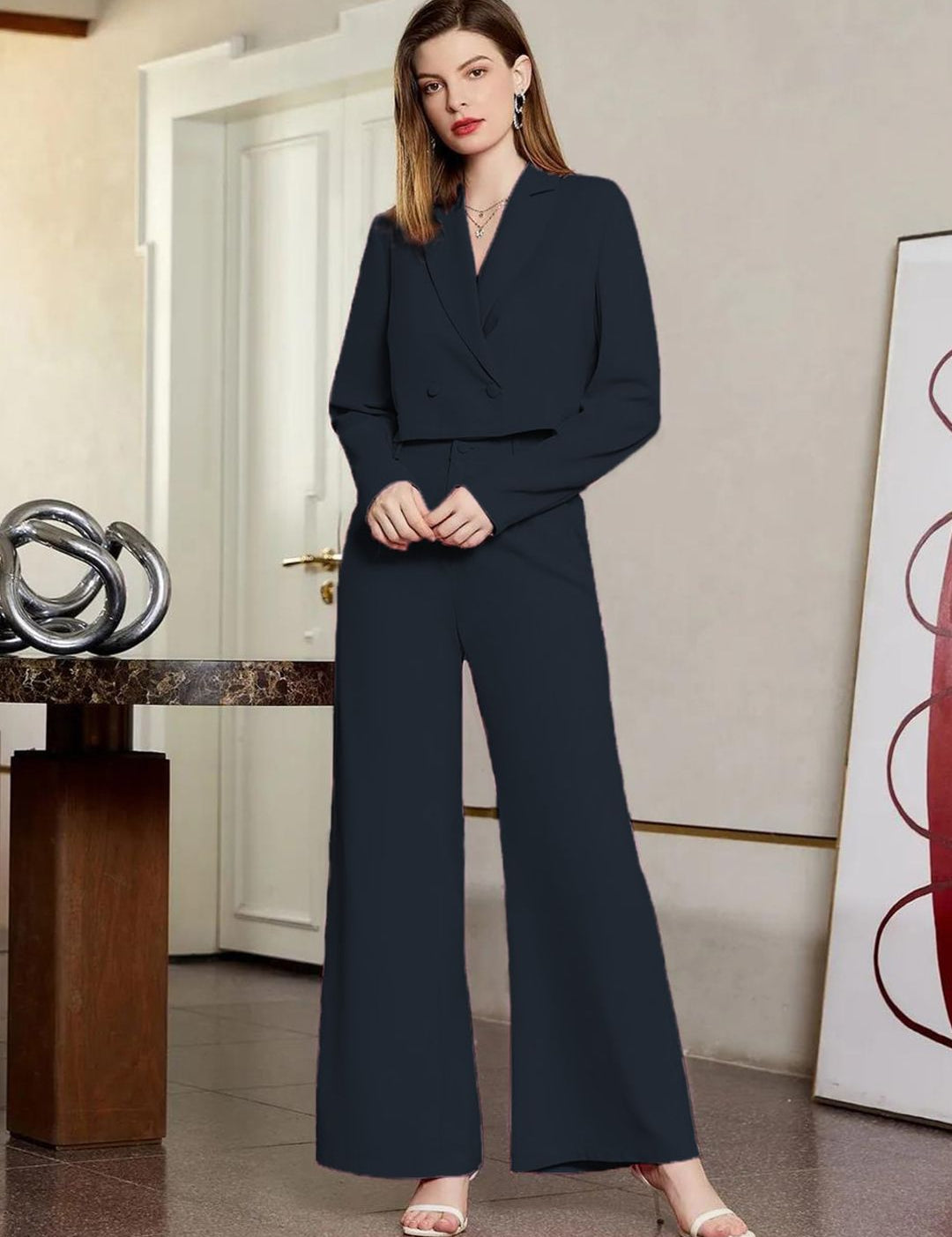 KOTTY BIZwear Crop Blazer With Trouser Co-Ords