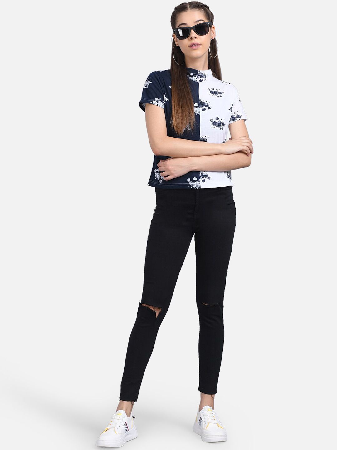 Kotty Women White Printed Pure Cotton Top