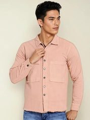 Kotty Men Spread Collar Solid Denim Tailored Jacket