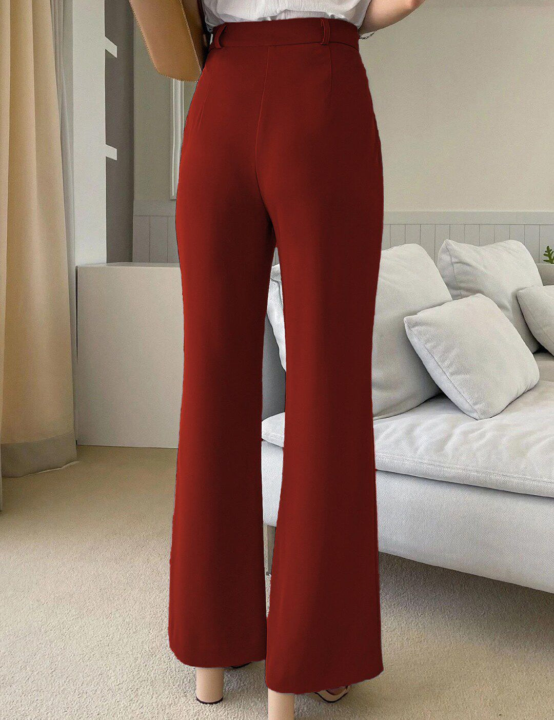 Kotty Women Brown Relaxed Straight Leg Straight Fit High-Rise Easy Wash Pleated Trousers