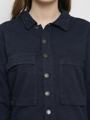 Kotty Women Blue Solid Tailored Jacket