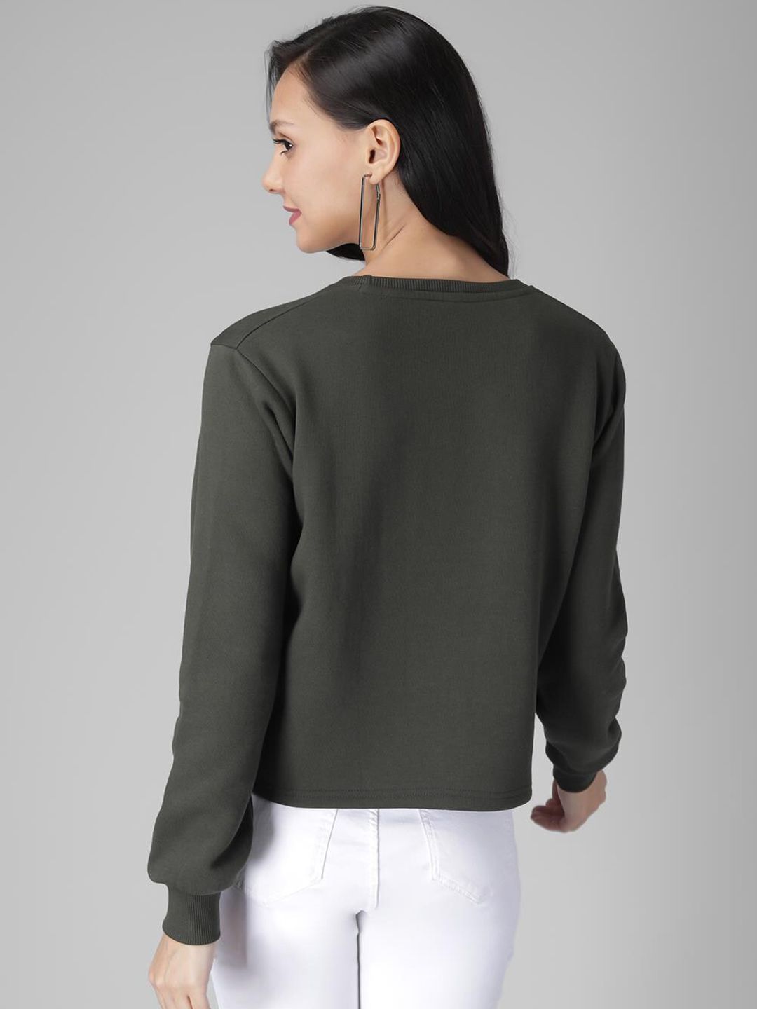 Kotty Women Olive Green Printed Sweatshirt