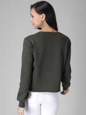 Kotty Women Olive Green Printed Sweatshirt
