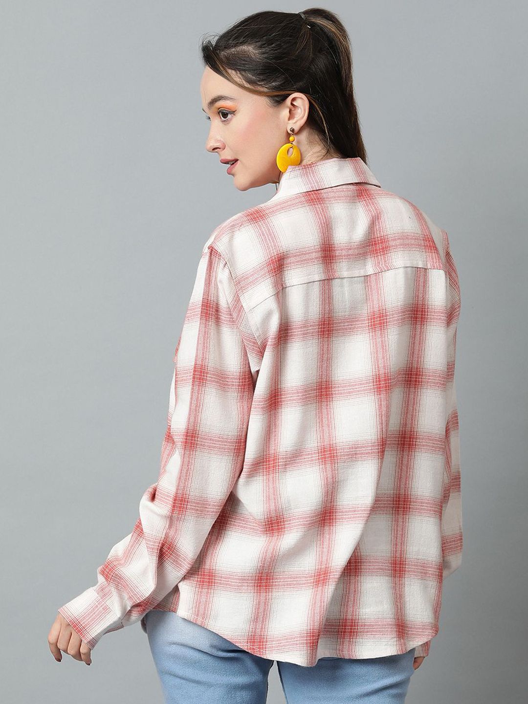 Kotty Tartan Checks Spread Collar Casual Shirt